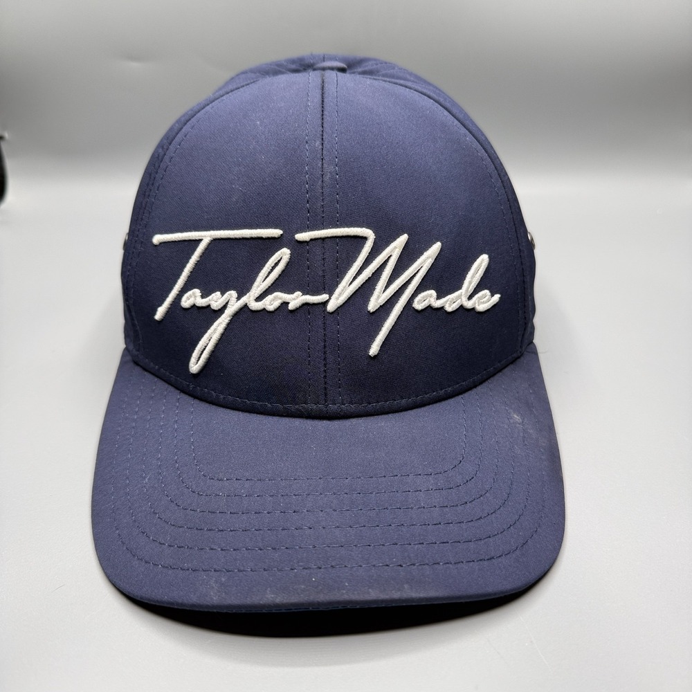 TaylorMade Golf Hat Mens Blue Adjustable Strap Back Performance Stretch Cap